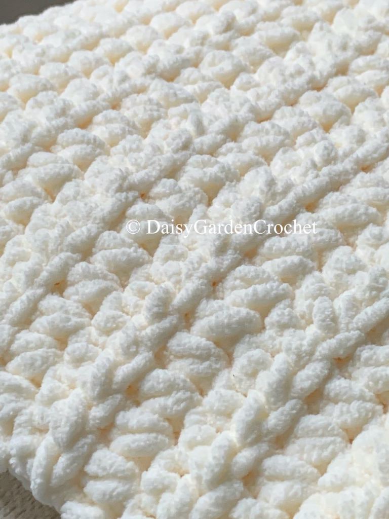 Crochet ribbed super chunky blanket made with Bernat Blanket yarn