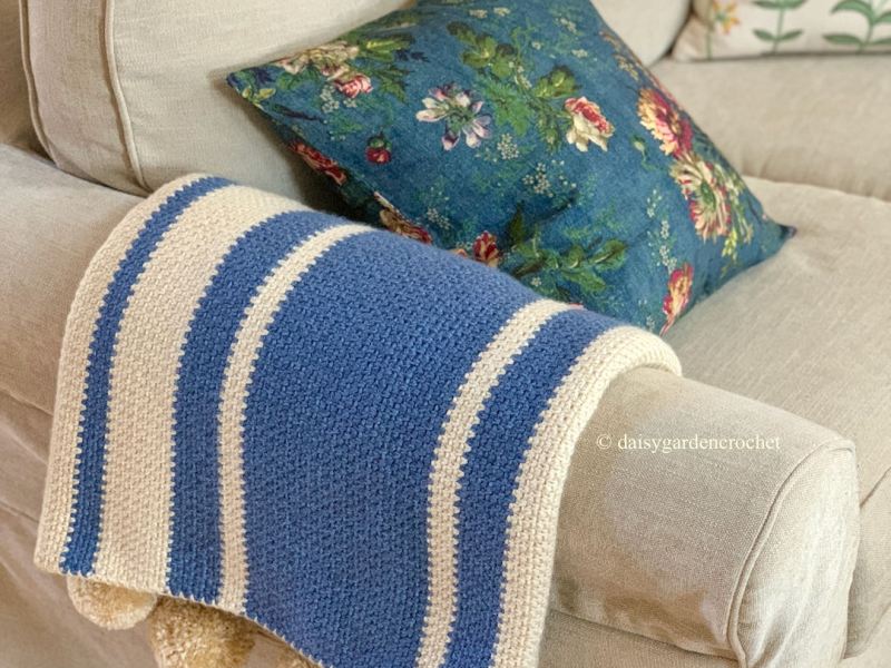 The French Ticking Stripe Crochet&nbsp;Throw